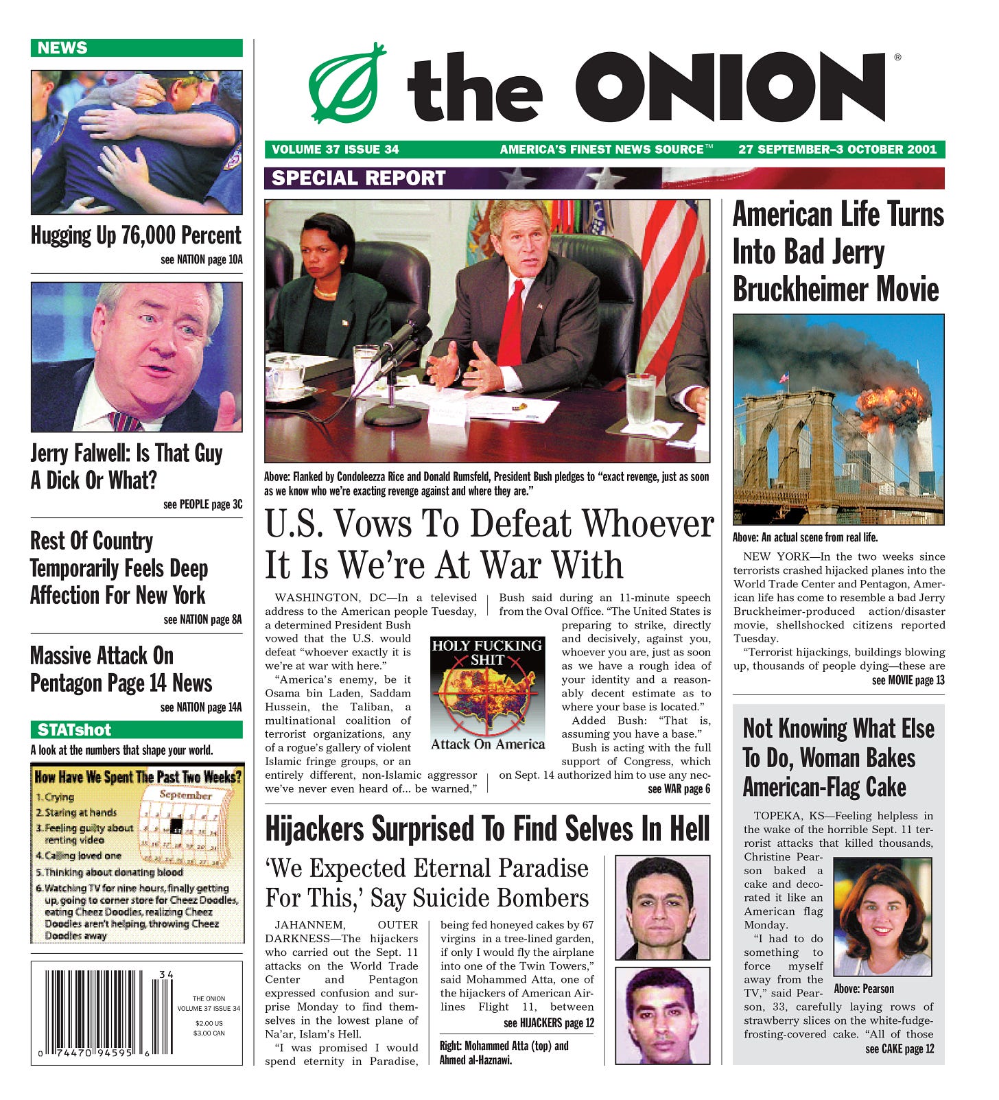 The Onion's front page from Sept. 26, 2001