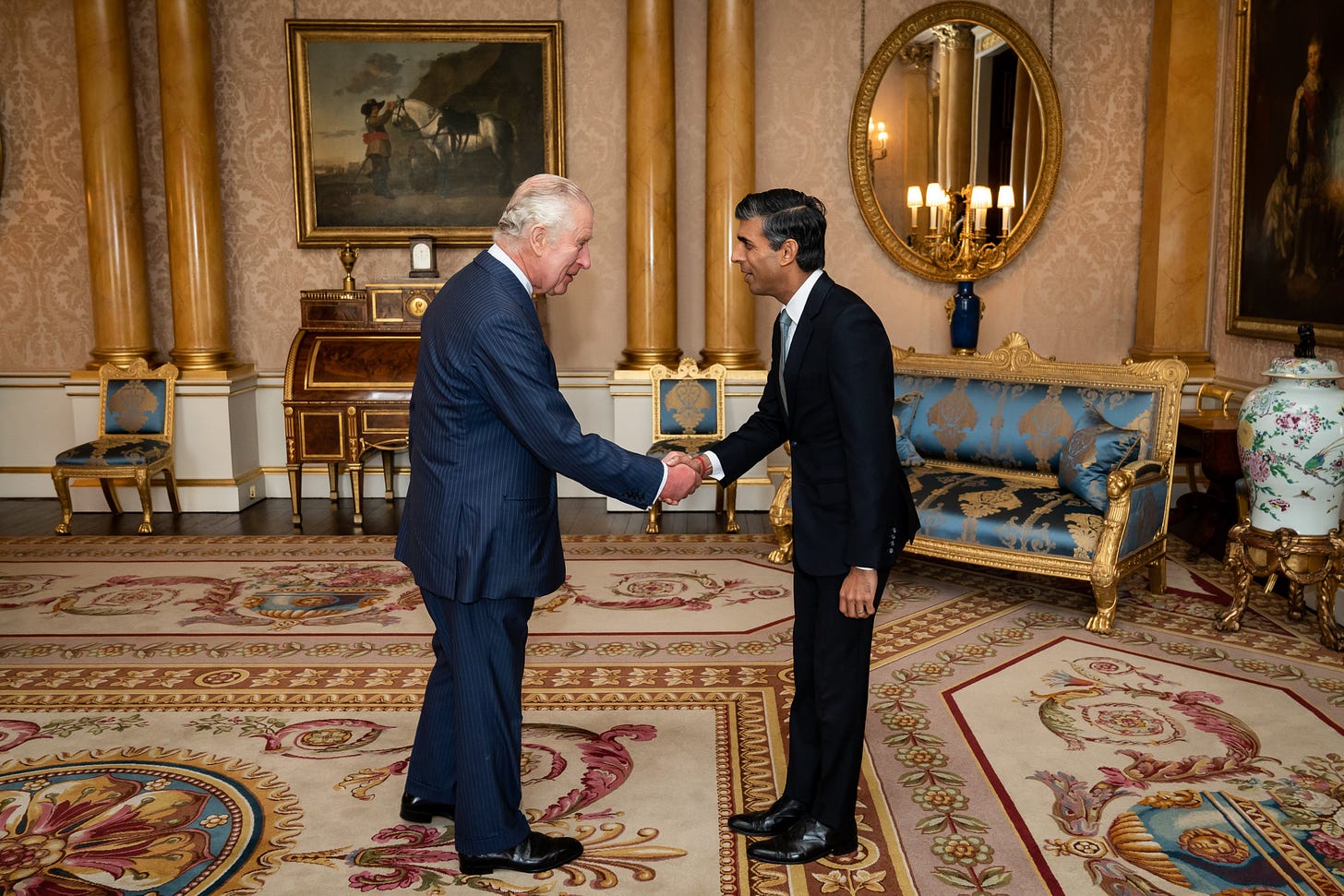 King Charles III receiving Rishi Sunak at Buckingham Palace, London on October 25, 2022 (Image: Twitter/@RoyalFamily)