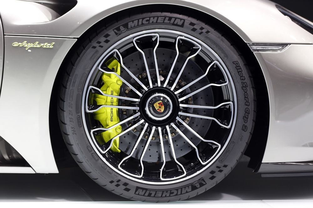 A Michelin Pilot Sport Cup 2 automobile tire.