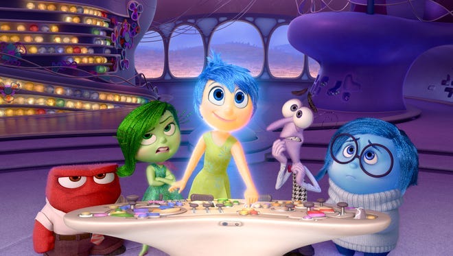 The emotions of 'Inside Out': Anger (voiced by Lewis Black), Disgust (Mindy Kaling), Joy (Amy Poehler), Fear (Bill Hader) and Sadness (Phyllis Smith).