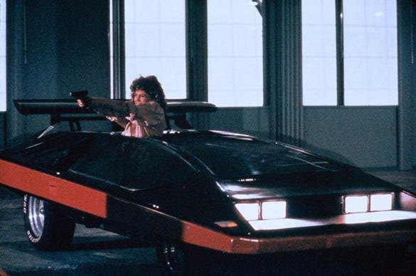 Nina (Linda Hamilton) takes aim from the passenger seat of the Black Moon in "Black Moon Rising," a 1986 New World Pictures release.