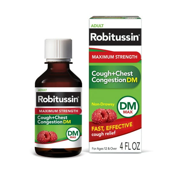 Robitussin Maximum Strength Cough and Chest Congestion DM Liquid Medicine, 4 Fl Oz