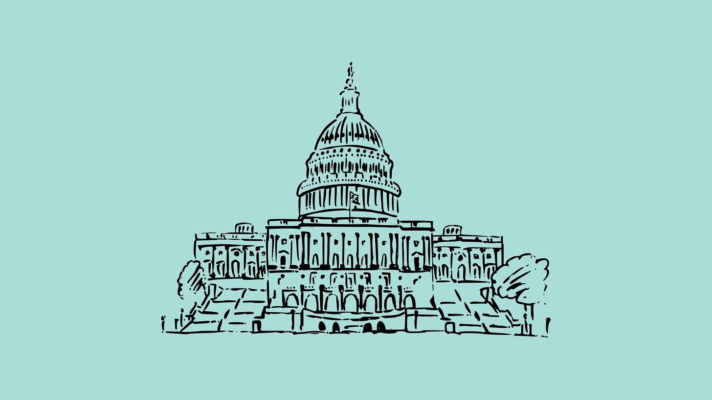 Stylized image of Capitol Hill over green background