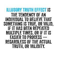 Alex Julian Yoga - Illusory Truth Effect is the tendency of an individual  to believe that something is true, or valid, if it has been repeated  multiple times, or if it is