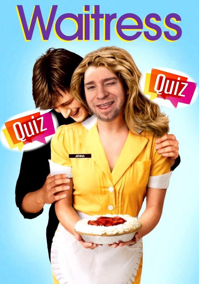 May be an image of 1 person, pizza and text that says 'Waitress Quiz Quiz JENNA'