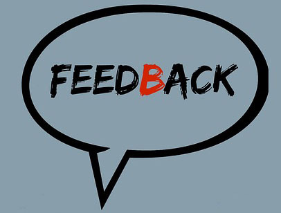 Speaking bubble with the word "Feedback," by M.H. from Pixabay