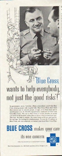 1958 Blue Cross Vintage Ad "almost everybody"