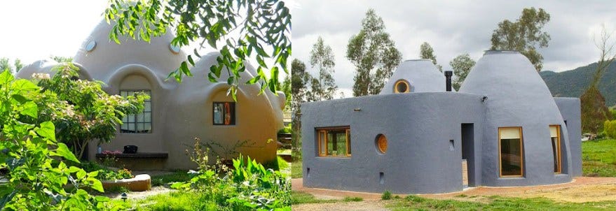 two earth houses in the sun