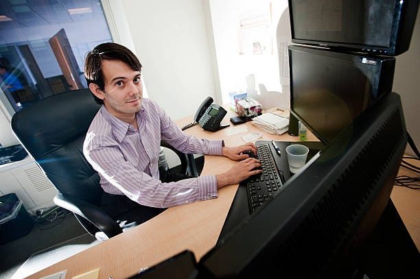 Martin Shkreli sitting in his office in Manhattan sometime in the early 2010s.