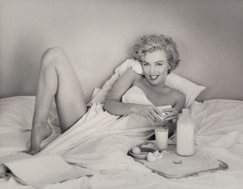 André de Dienes | Marilyn Monroe, Breakfast in Bed (1953) | Artsy