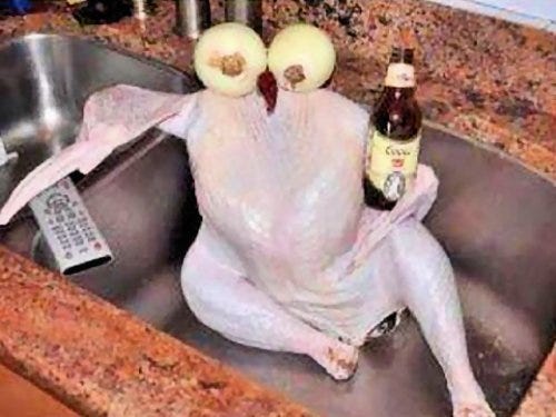 It said to let the turkey chill in the sink for a few hours! 😀 - Friday Fun