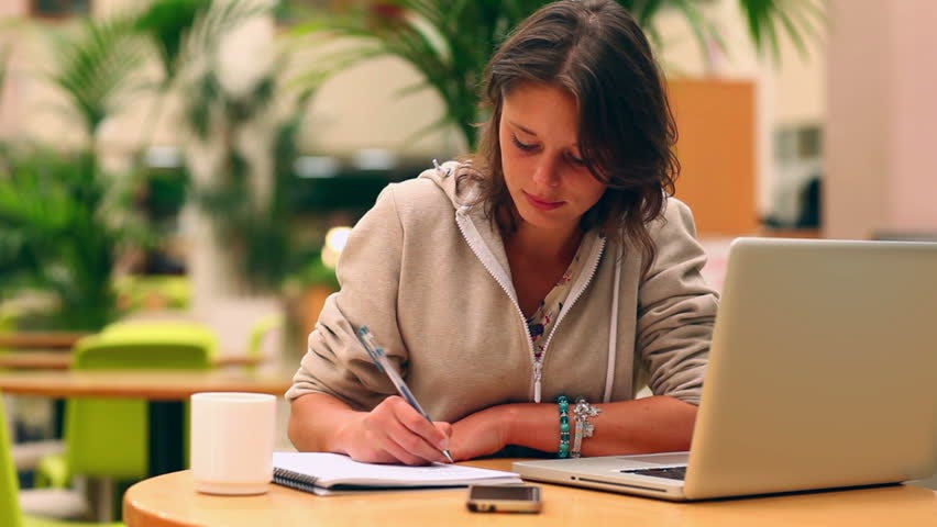 Smiling Student Studying in the Stock Footage Video (100% Royalty ...