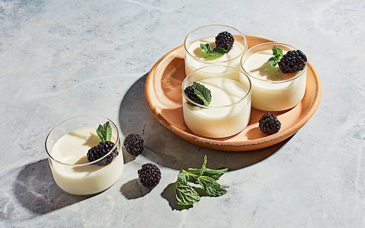 Fresh mint panna cotta.