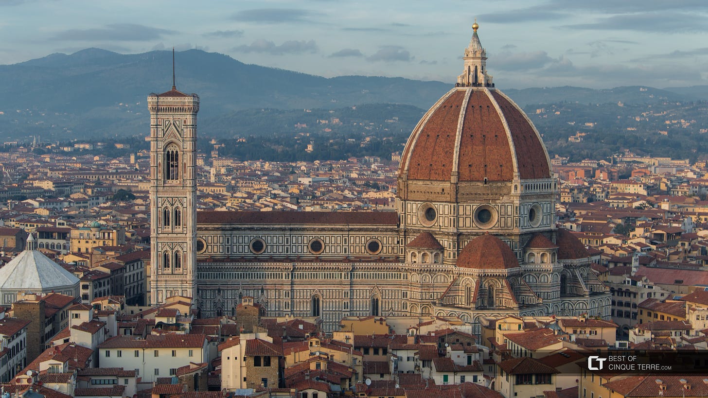 Florence. Cathedral of Santa Maria del Fiore seen from the Tower of Palazzo  Vecchio