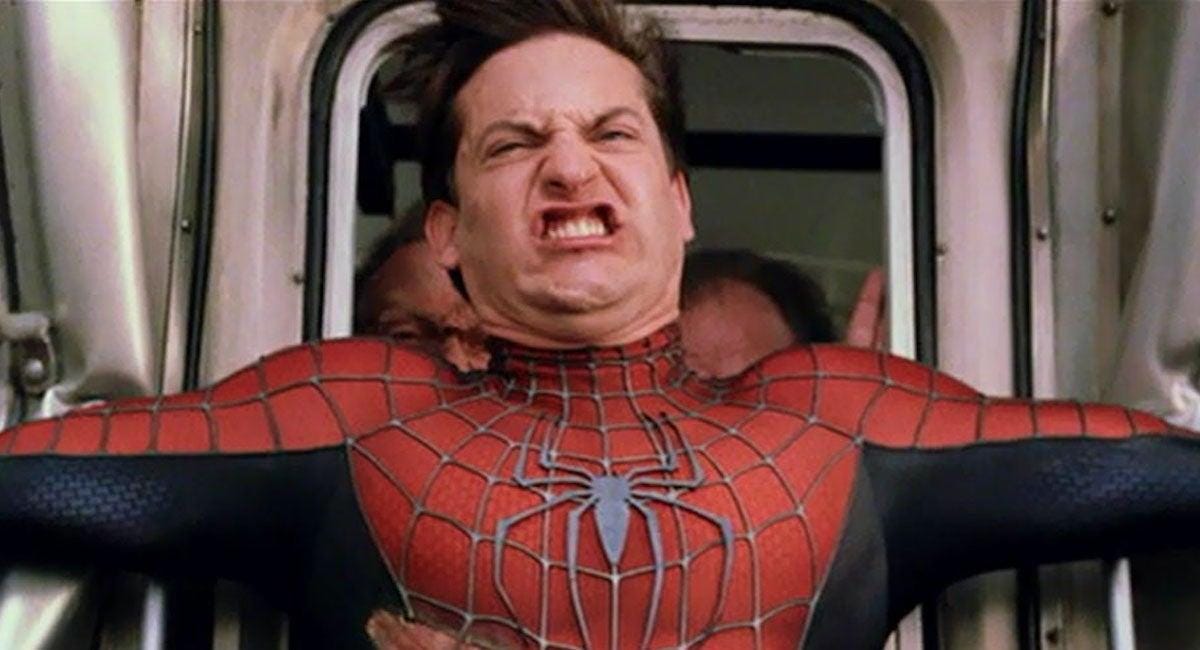 Brandon Katz ☕️ on Twitter: &quot;I always found it amusing in Spider-Man 2  after the train scene when one well-intentioned commuter takes a look at  maskless Spidey and remarks he&#39;s &quot;just a