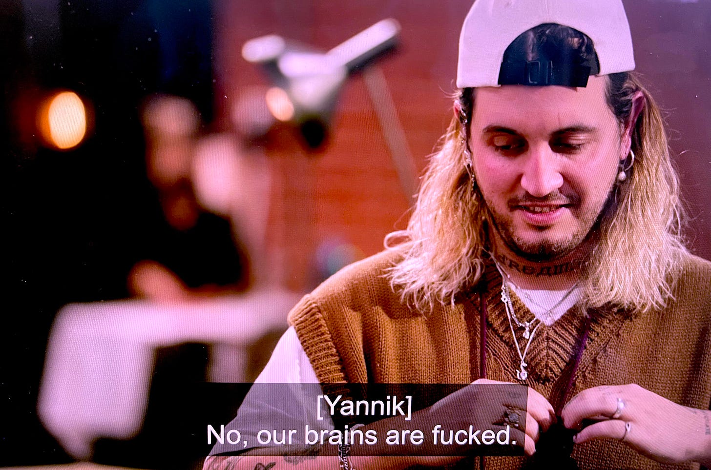 screencap with that reads "no our brains are fucked"