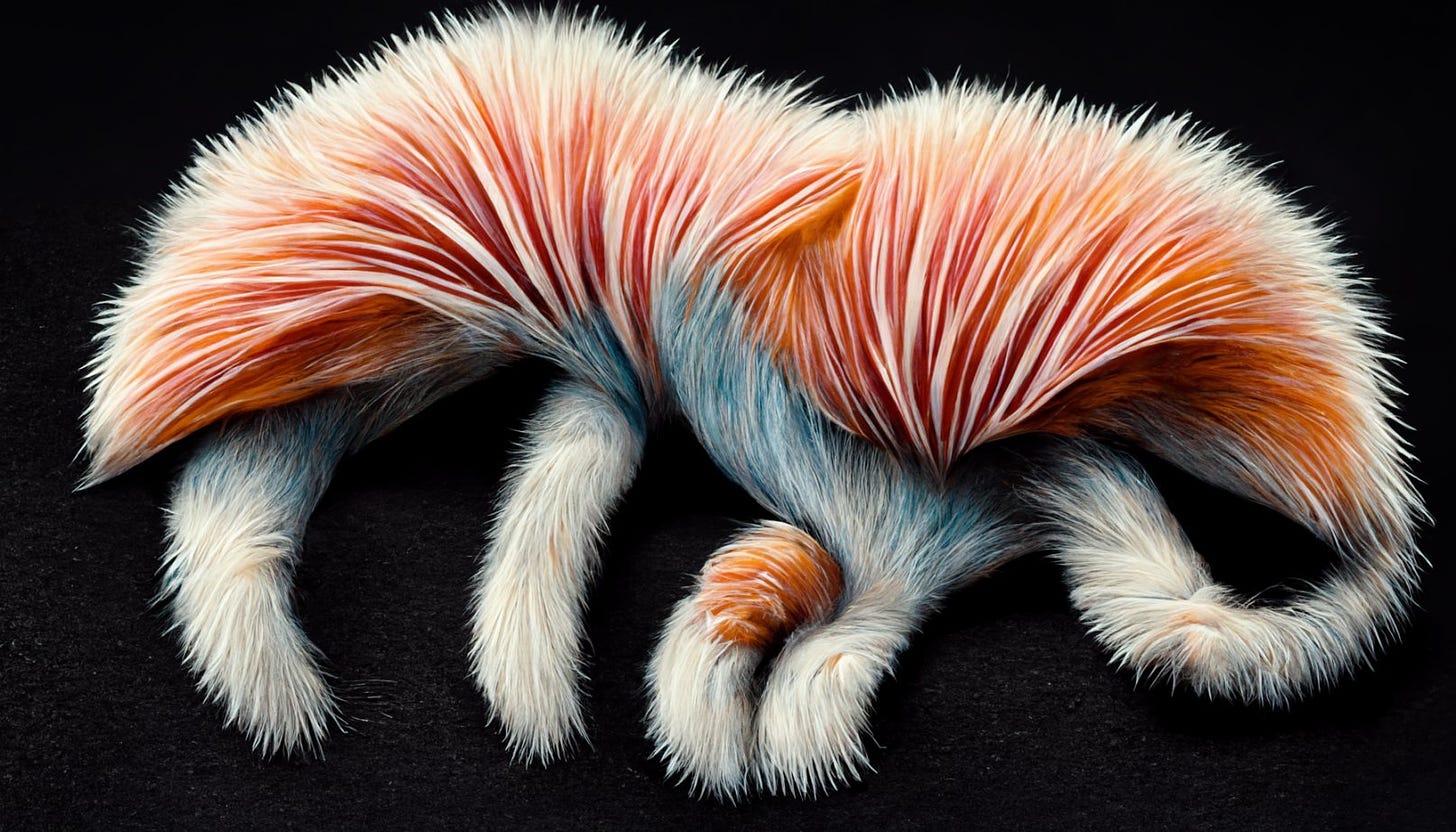 "a small, furry animal that is commonly kept as a pet with soft, silky fur that comes in a wide range of colors and patterns. They have slender, agile bodies and sharp claws, which they use for hunting and climbing"...apparently.