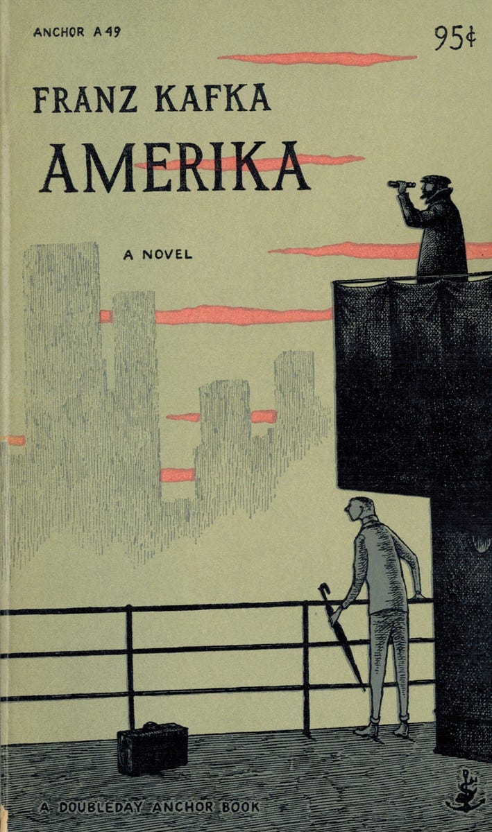 Akin Akinwumi on Twitter: "Cover of Franz Kafka's Amerika, 1955 edition,  designed for Doubleday Anchor by Edward Gorey. https://t.co/TSsPtlvNaW" /  Twitter