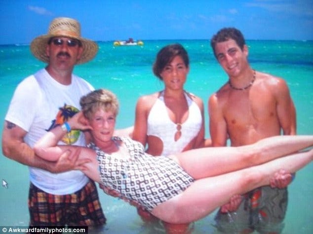 Pose: This photo is awkward in so many ways, and it's not how you'd expect mum to pose on the beach