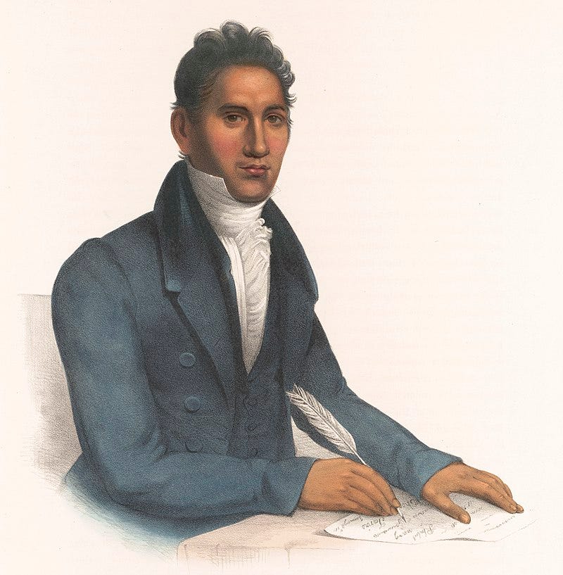 John Ridge (c. 1802 – June 22, 1839) by Charles Bird King (1842). Wikimedia Commons