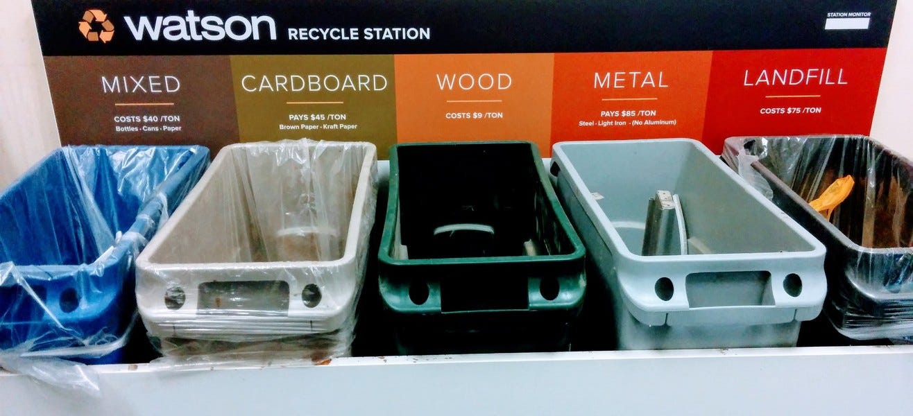 A Recycling Station at the Watson Furniture Factory in Poulsbo, WA