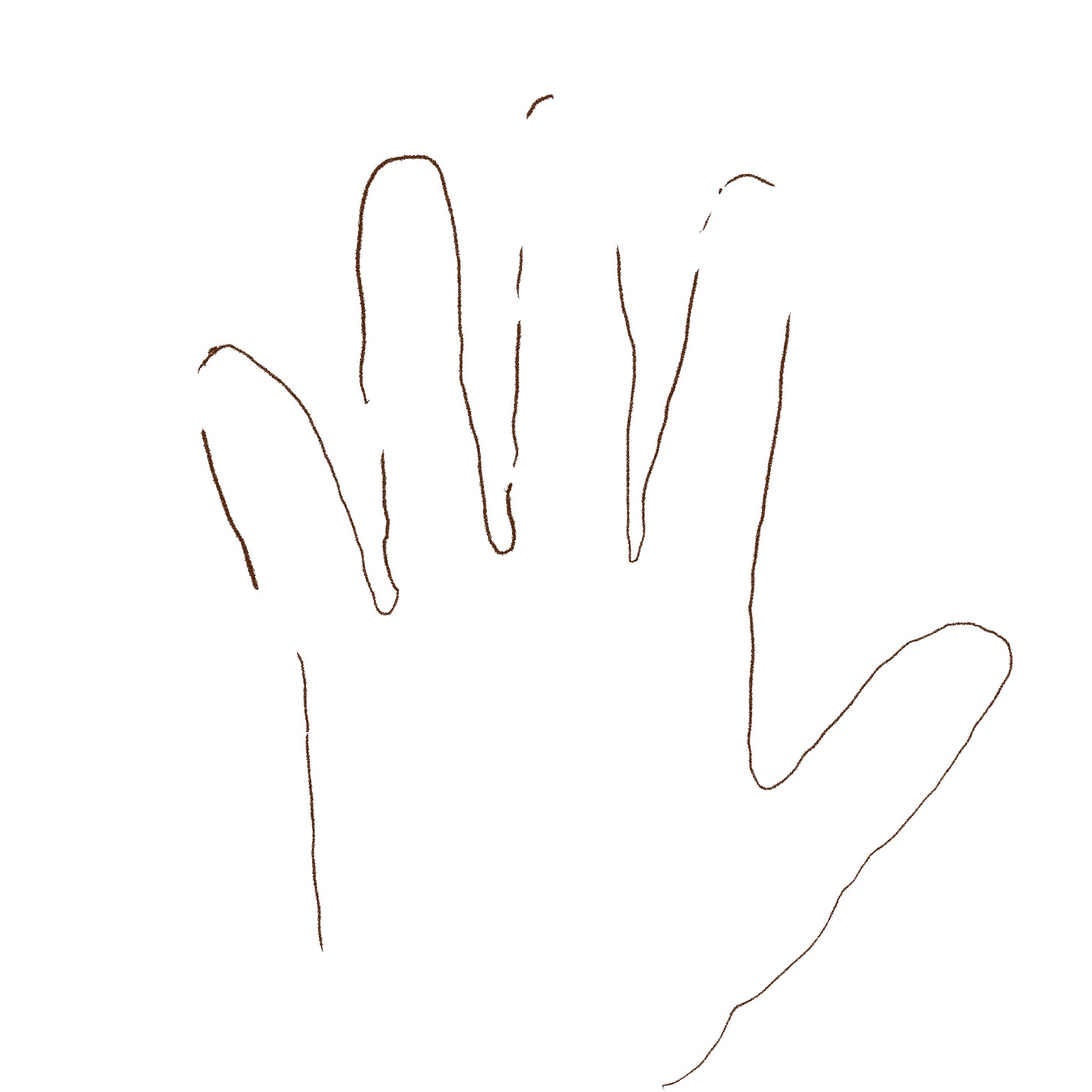 drawn outline of a left palm