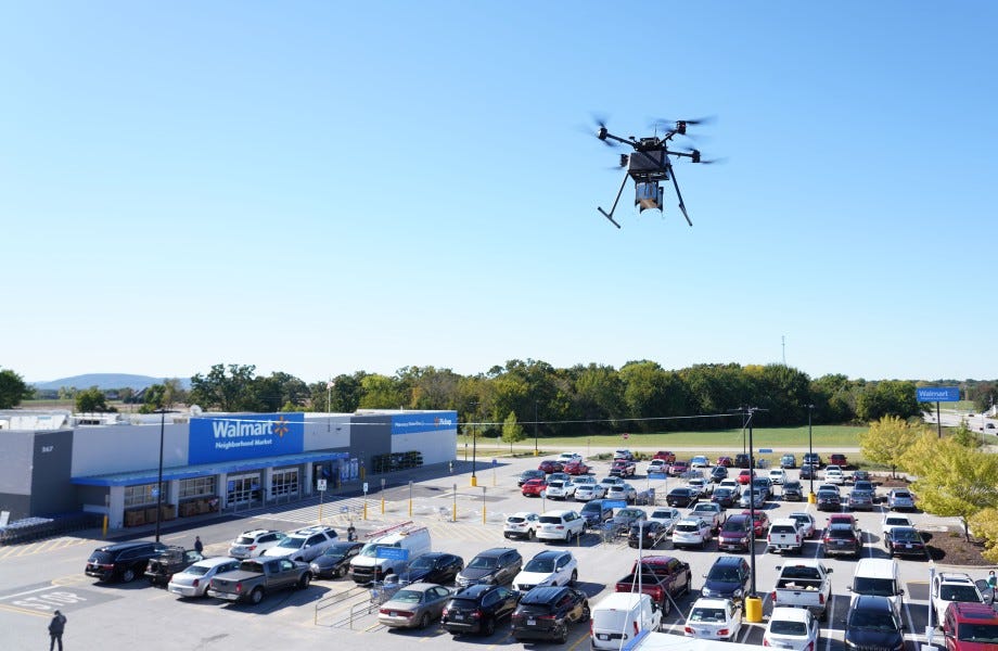 Drone Leaving Walmart with Package