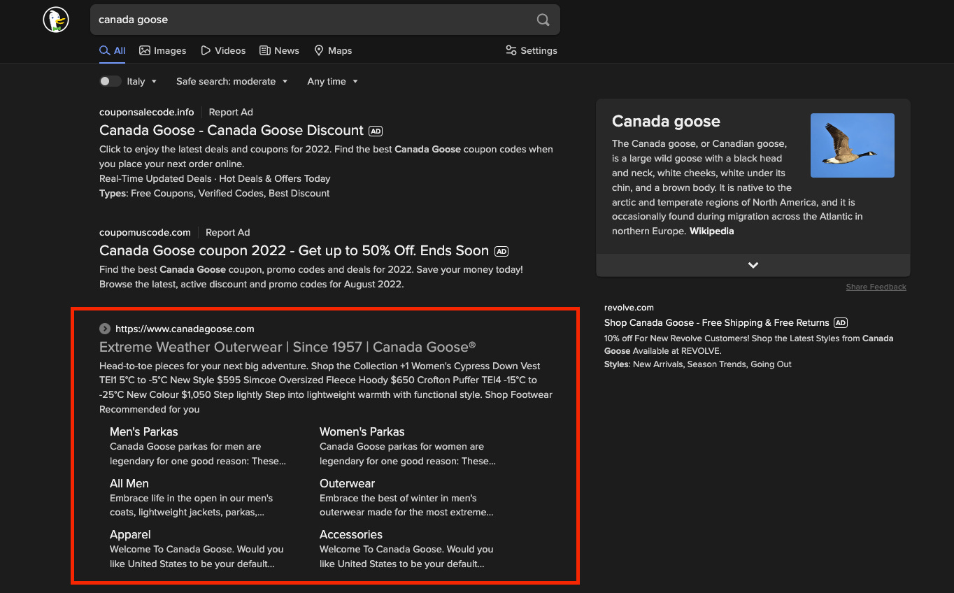 Seo Performance on DuckDuckGo