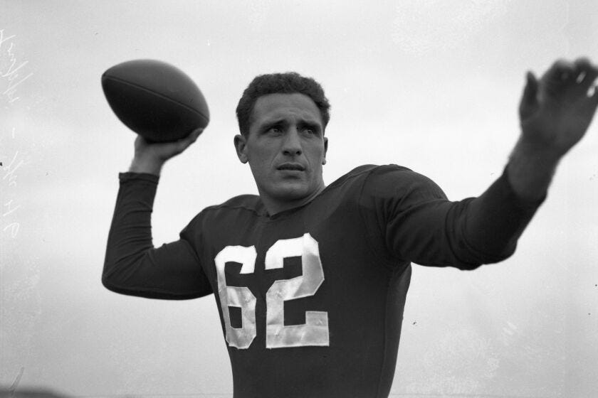 Georgia Bulldogs halfback Charley Trippi poses during practice in 1946. 