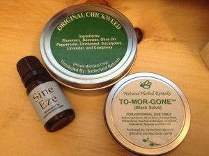 Girod indictment: Sam's 3 products: chickweed salve, bloodroot salve and an essential oil blend