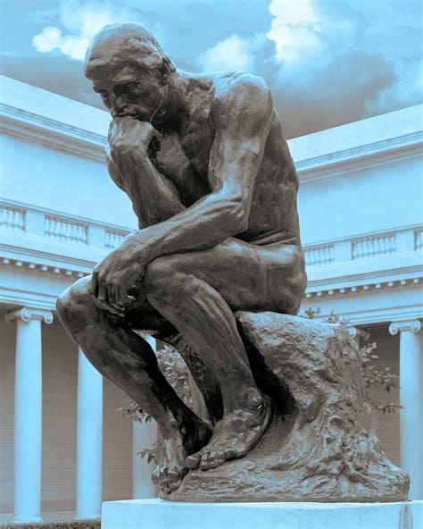 The Thinker Sculpture in Blue Light Auguste Rodin Legion of Honor San ...
