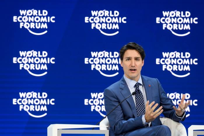 Trudeau touts benefits of trade deals in Davos speech | Financial Times