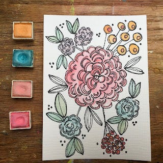 Katie Cannon Designs Limited color palette watercolor florals number 3