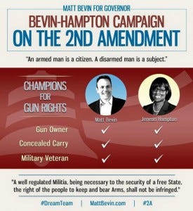 Matt Bevin and Jenean Hampton strong 2nd Amendment supporters!