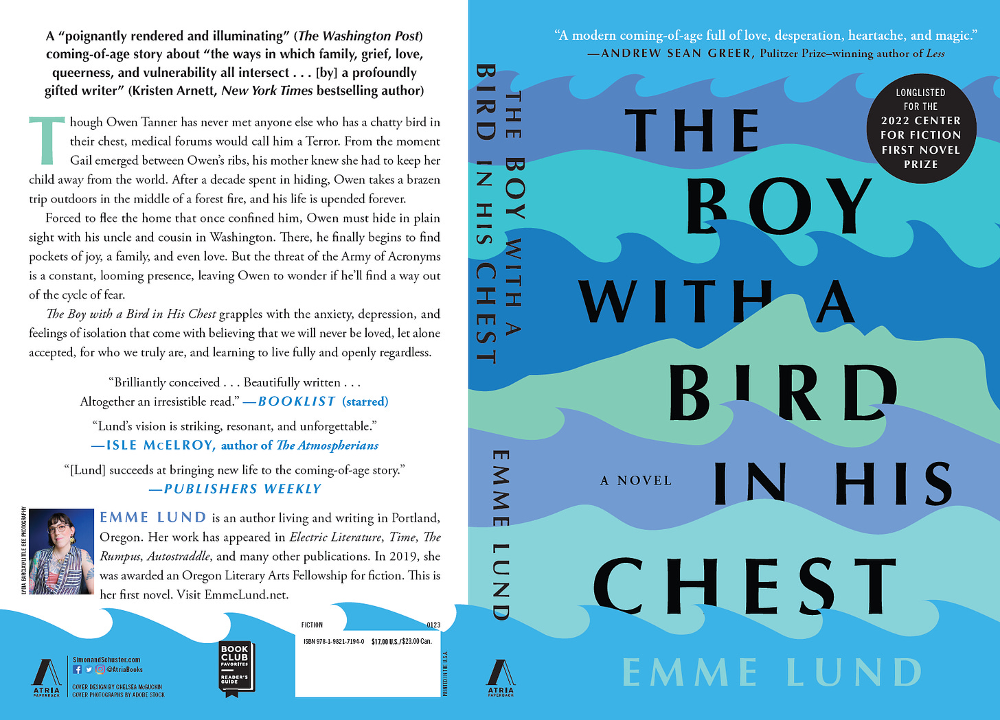 The paperback cover of the boy with a bird in his chest