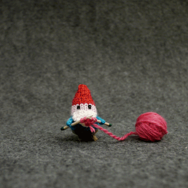 GIPHY with gnome knitting a heart
