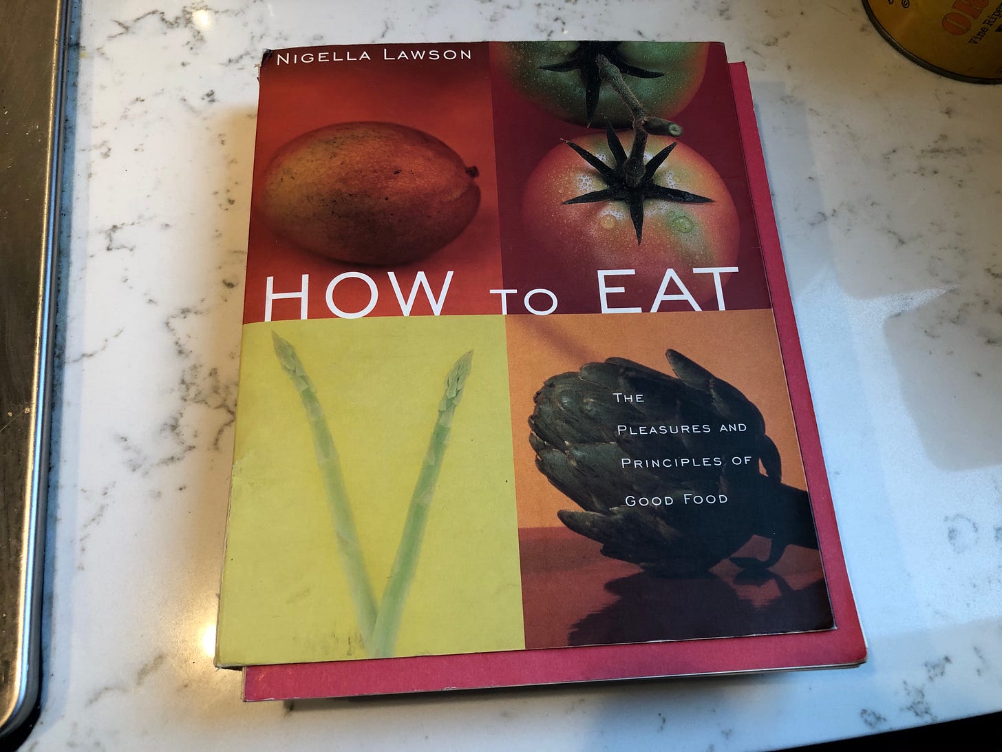 My copy of Nigella Lawson's "How to Eat"