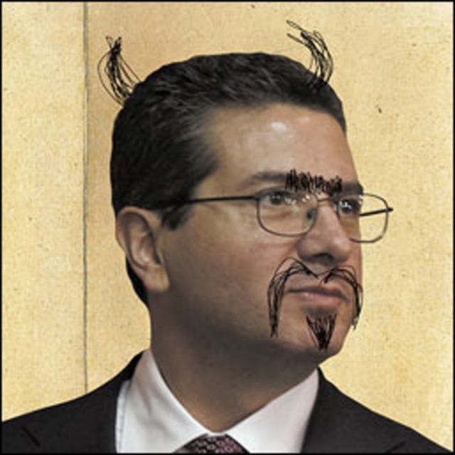 The official Google image of Dan Snyder right now is his face with cartoon  devil horns and goatee : r/funny