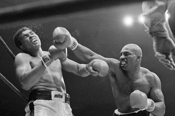 Earnie Shavers shook Muhammad Ali several times with right-hand punches, his chief weapon, in their 15-round bout at Madison Square Garden in 1977. Both men were wobbling at the final bell.