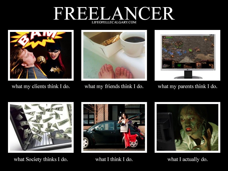 What my friends think I do vs what I actually do as a freelancer