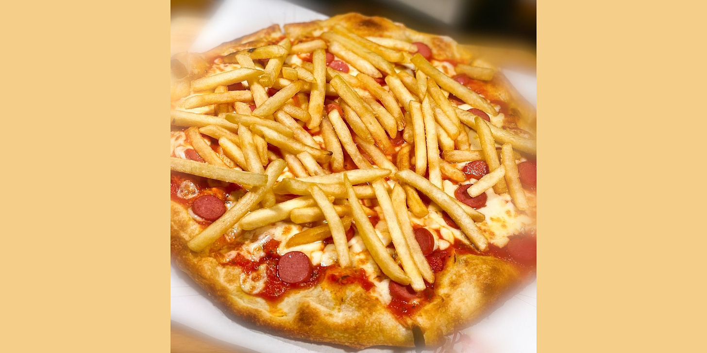 Terrible french fry pizza