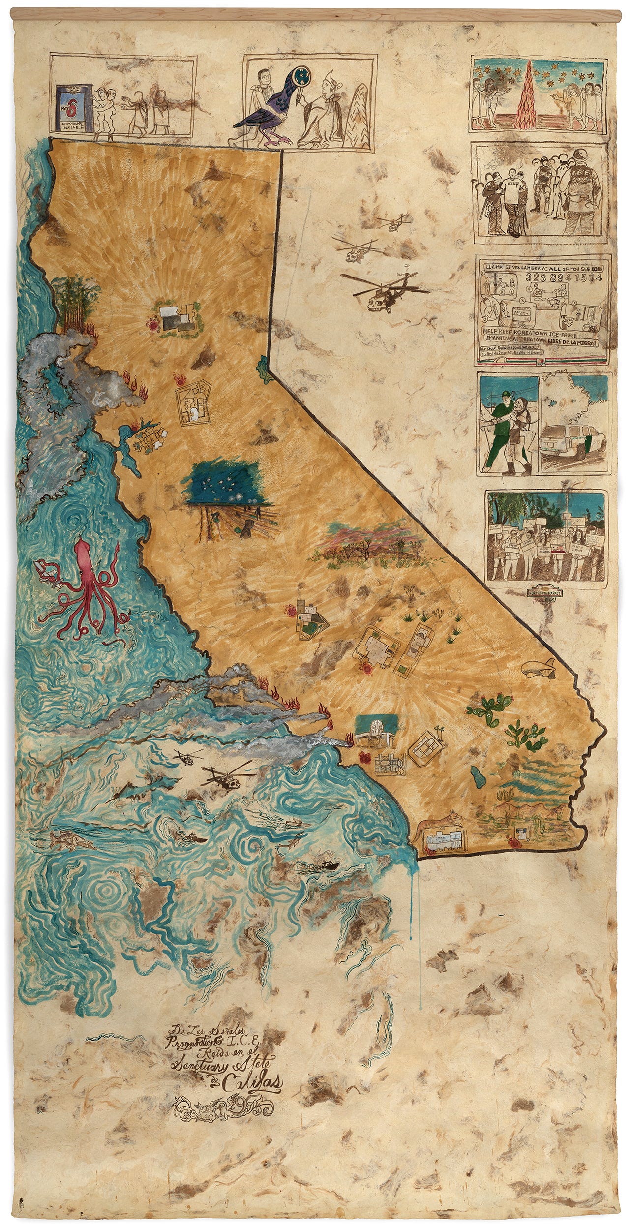 Hand painted map of California