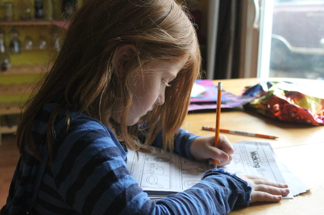 Image of a child doing homework