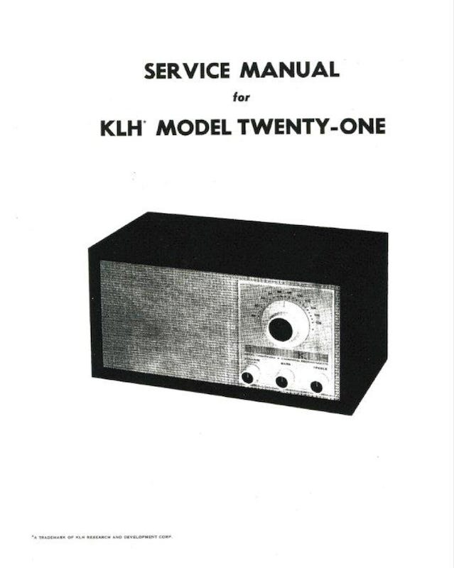 Repair this! The KLH Model 21 Service Manual
