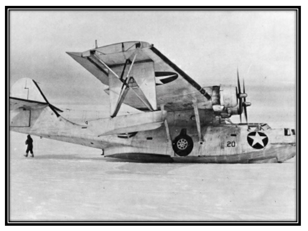 The PBY is pictured on the ice in Greenland.