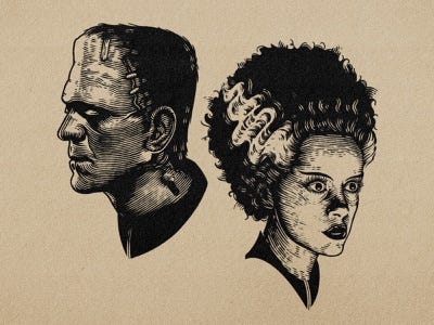 Frankenstein's Monster and his Bride.