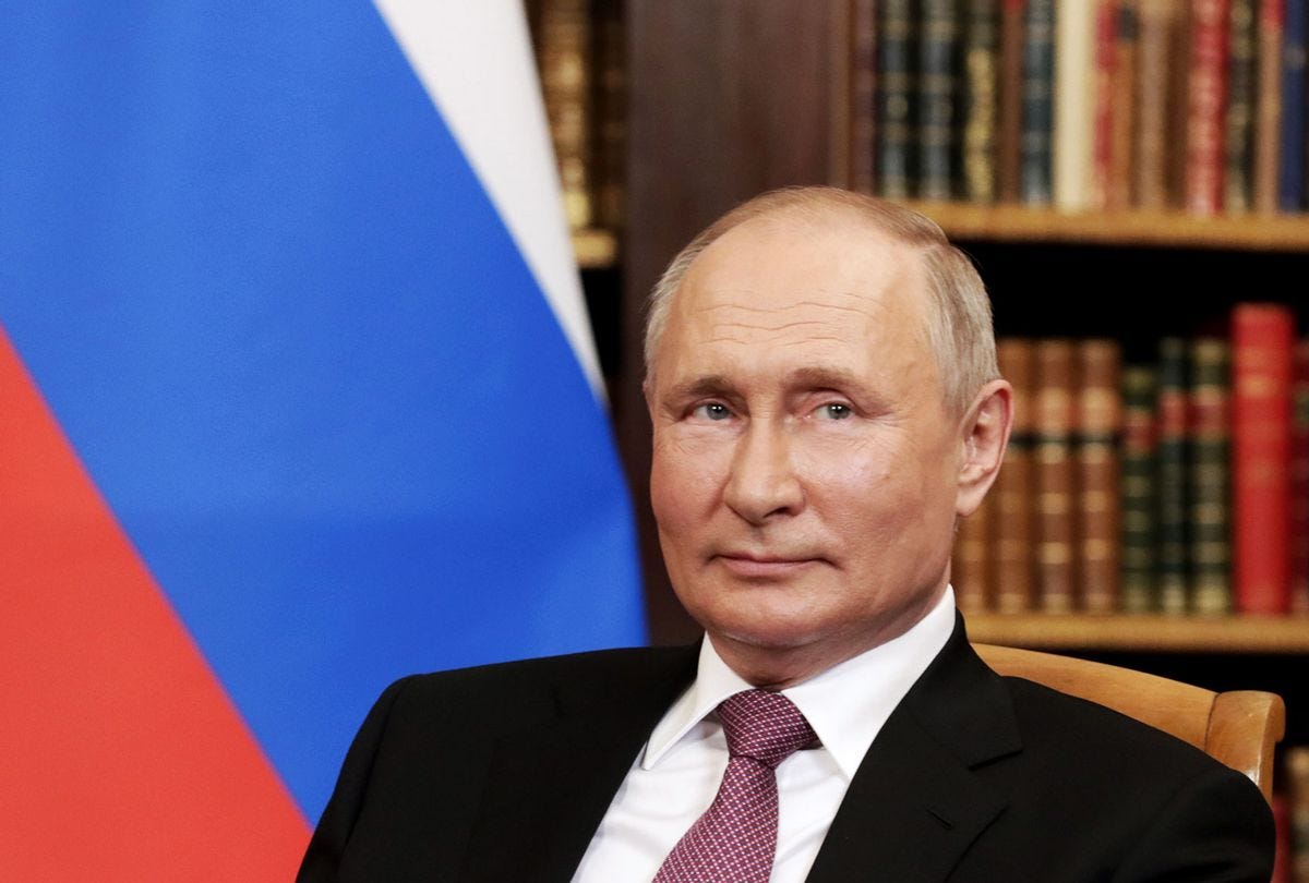 Russia's President Vladimir Putin looks on during talks with US President Joe Biden at the Villa La Grange. (Mikhail Metzel\TASS via Getty Images)