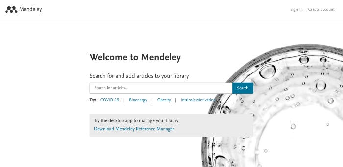 Mendeley Search Search Landing Page