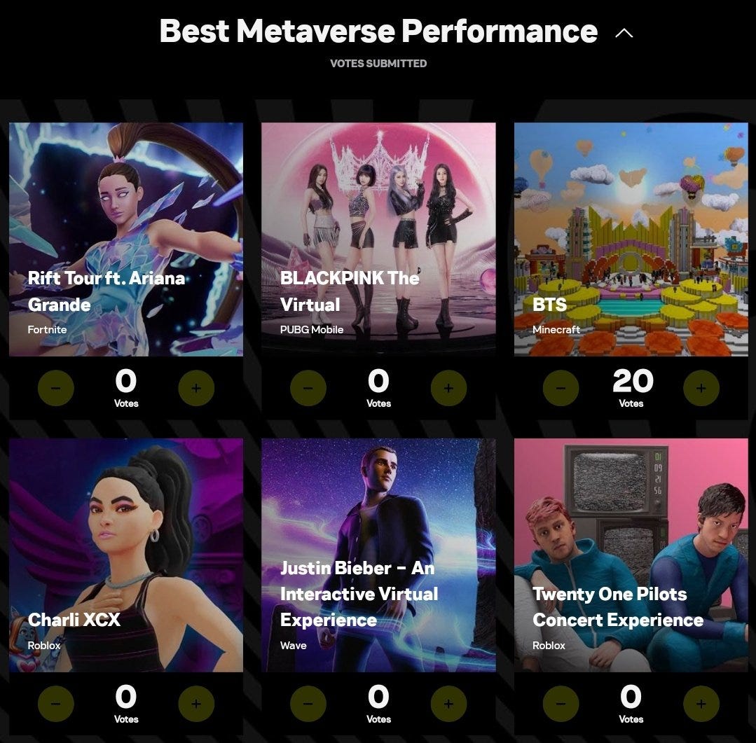 Bangtan HIT⁷ on Twitter: "[🏆] - O BTS foi indicado a 4 categorias do #VMAs  2022. • Best K-Pop (votação no site) • Best Metaverse Performance  “Minecraft” (votação no site) • Best