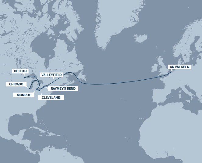 Cleveland-Europe Express map Cleveland-Europe Express map